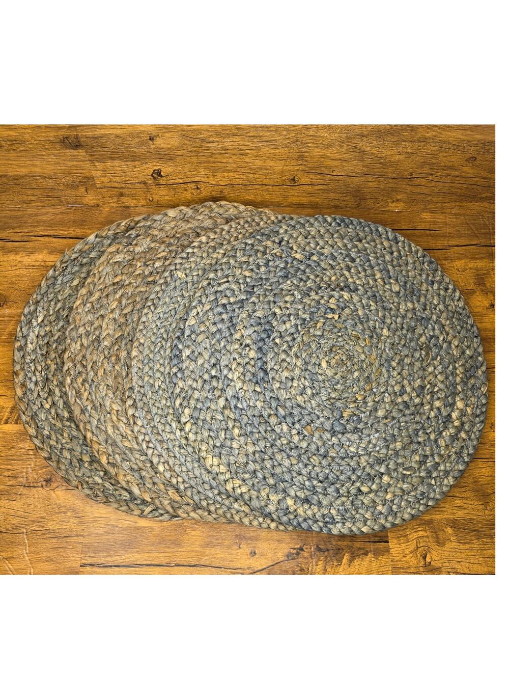Threshold Woven Blue Grey Tan Jute Maize Round Place Mat Charger Dining 15in